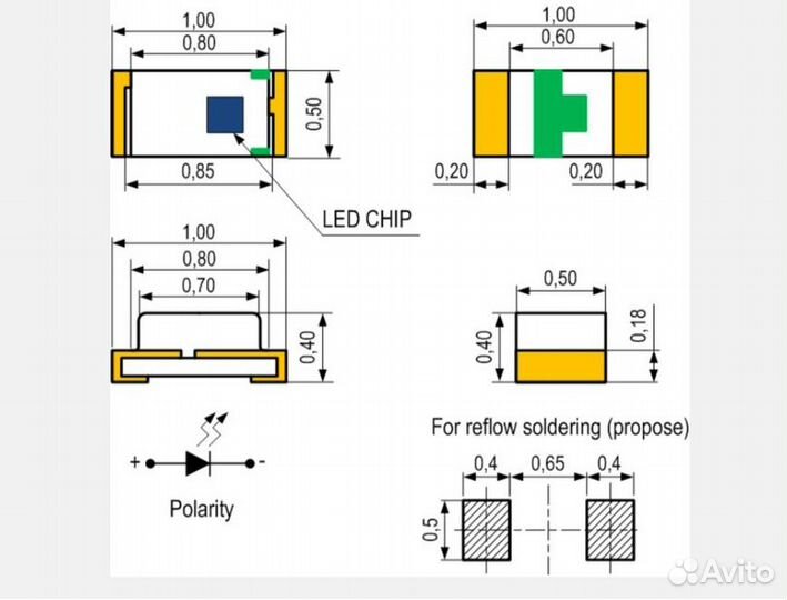 Светодиод LED SMD 0402, белый (2.8V 20mA) 100 шт