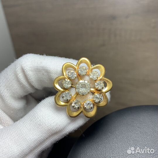 Винтажная Брошь Цветок Позолоченная Сделано В СССР