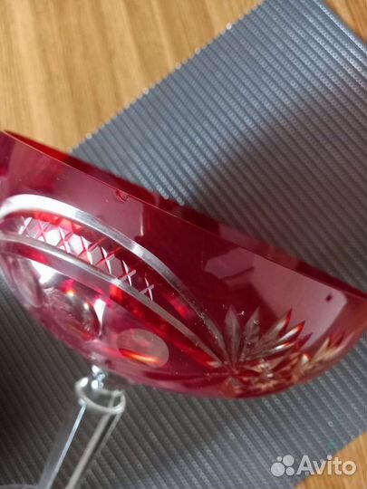Ваза из рубинового стекла, хрусталь, СССР