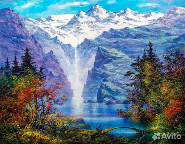 Картина по номерам 40x50 Водопад с высоких гор в о