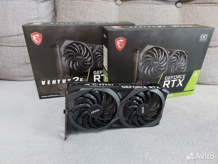 Две MSI nvidia GeForce RTX 3060 Ti 8 гб