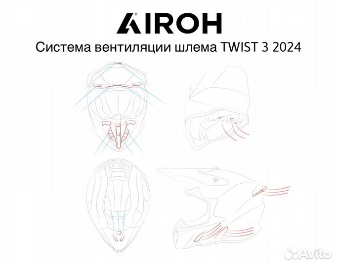 Кроссовый шлем airoh twist 3 rainbow 2024