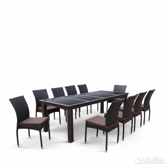 Комплект плетеной мебели T438-Y380A-W53 Brown (10+