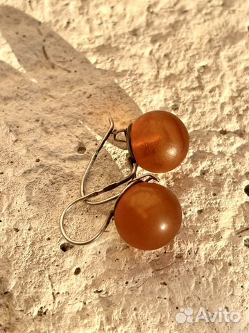Серьги серебрянные, янтарь. Винтаж. Антиквариат