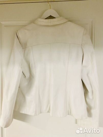 Кожаная куртка пиджак 50-52 р-р, белая, Турция