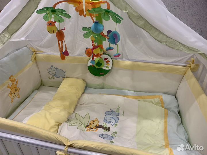 Кроватка с маятником пеленальная доска кокон мобил