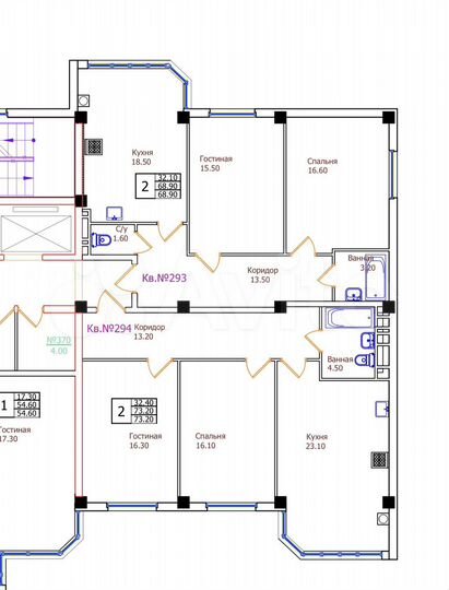 2-к. квартира, 68,9 м², 7/8 эт.