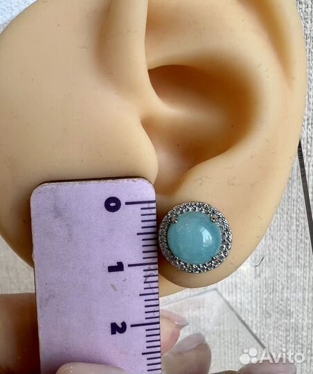Серьги пусеты амазонит серебро 925