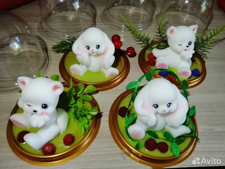 Зайки и кошечки из мыла под куполом