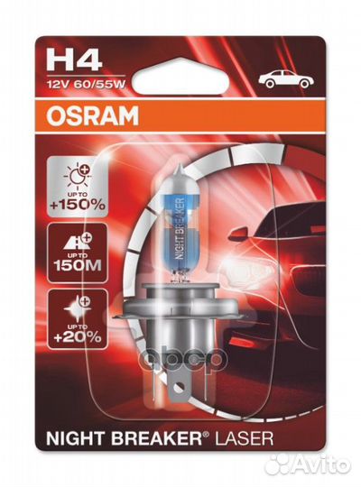 Лампа г/с H4 (60/55W) P43t Night Braker Laser +