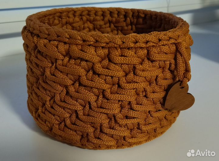 Вязаные корзинки ручной работы из шнура