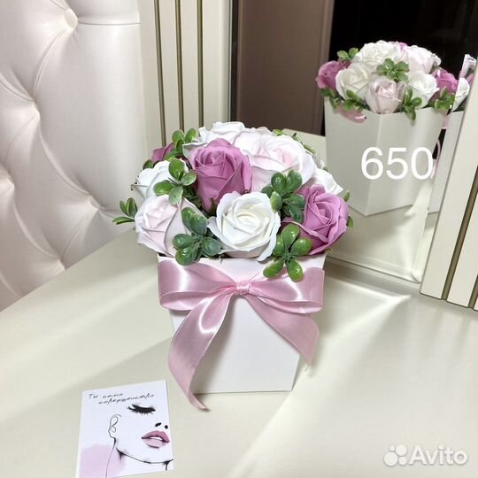 Букет из 11 мыльных цветов, разные расцветки