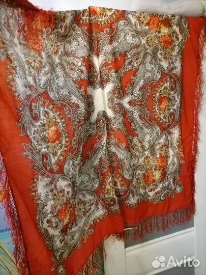 Павловопосадский платок 100 шерсть большой