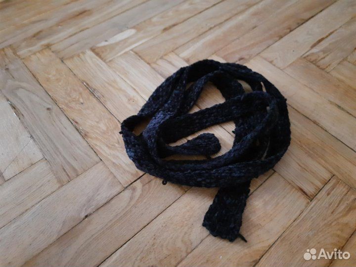 Пояс велюровый черный вязаный 230 см