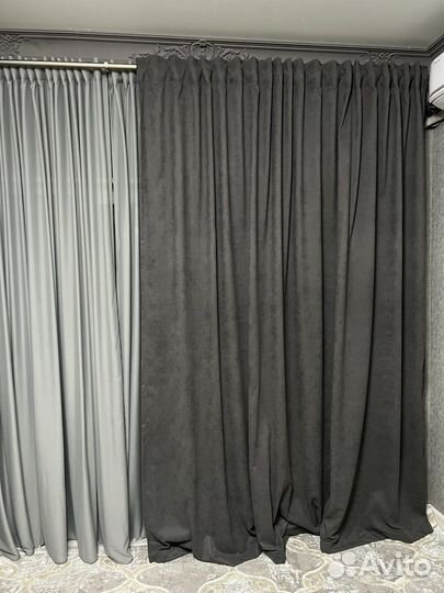 Шторы блэкаут графит