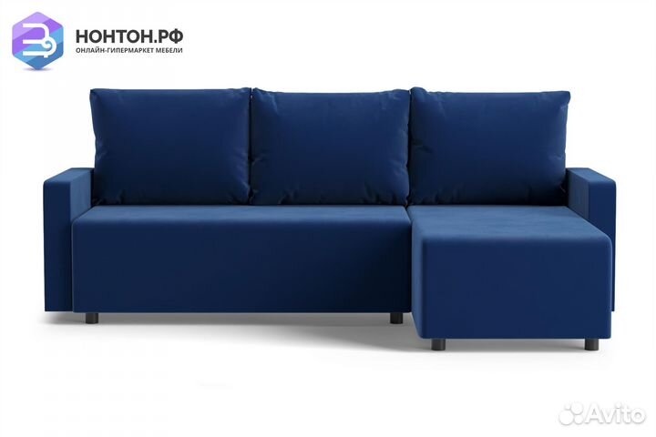 Диван угловой еврокнижка Мидгард темно-синий