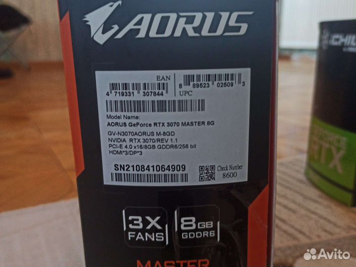 Gigabyte aorus GeForce RTX 3070 master 8G REV 1.1
