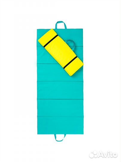 Спортивный коврик непромокаемый бирюзово-желтый