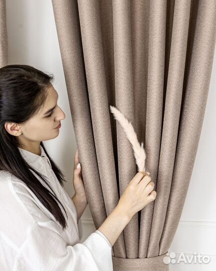 Шторы рогожка Орфей нюд новые на окна пошив