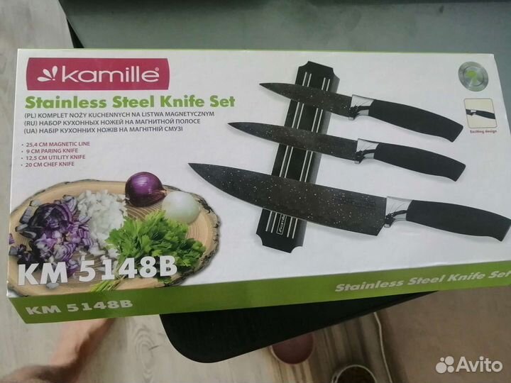 Набор ножей на магнитной планке