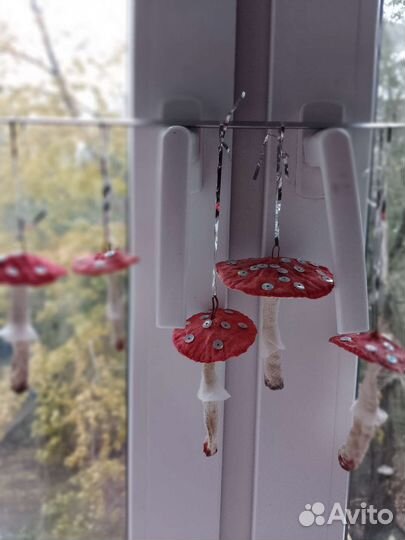 Поделки мухоморы, руч, работы и звезда на ёлку