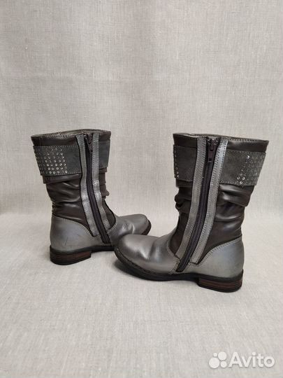 Сапоги для девочки, демисезонные, кожаные, 28-29
