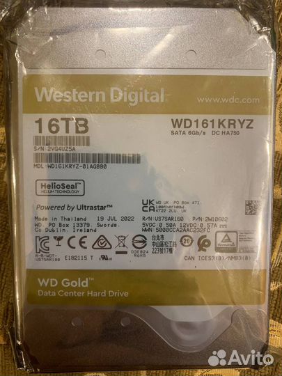 Жёсткий диск WD Gold 16 tb (WD161kryz)