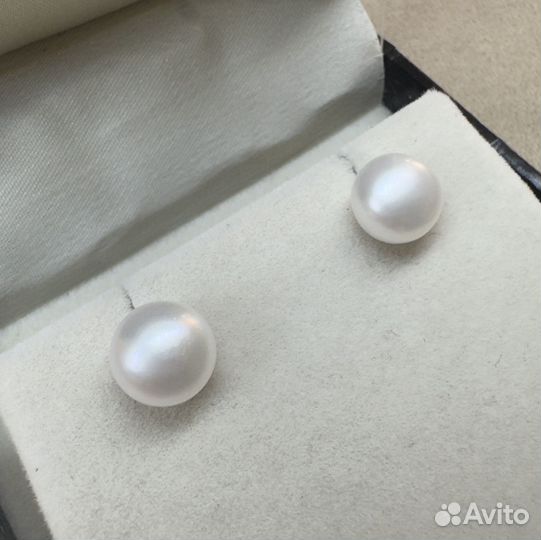 Золотые женские пуссеты с жемчугом, 585 пр. 3 гр