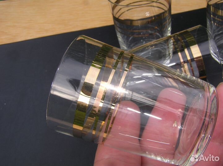 Стопки 65 мл стекло позолота СССР 6 штук