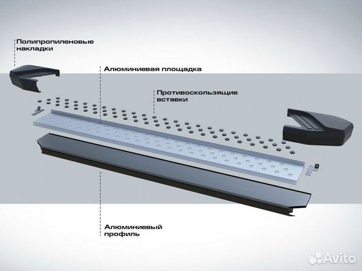 Подножки боковые пороги Hyundai Santa Fe III, 2012