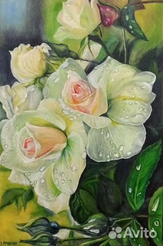 Картина маслом Розы