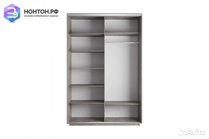 Шкаф-купе 2-х дверный Нонтон фото №1003 / бетон