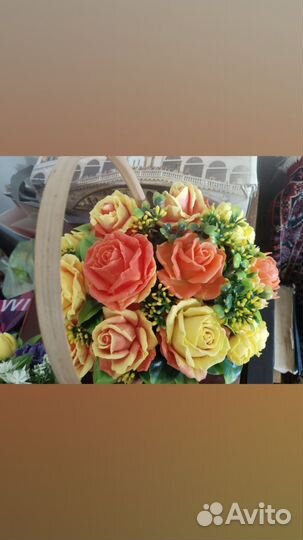 Букет из роз и пионов,мыло ручной работы