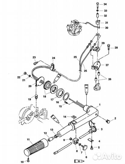 Румпель в сборе Yamaha Ямаха 9.9-15 л.с 2 такта