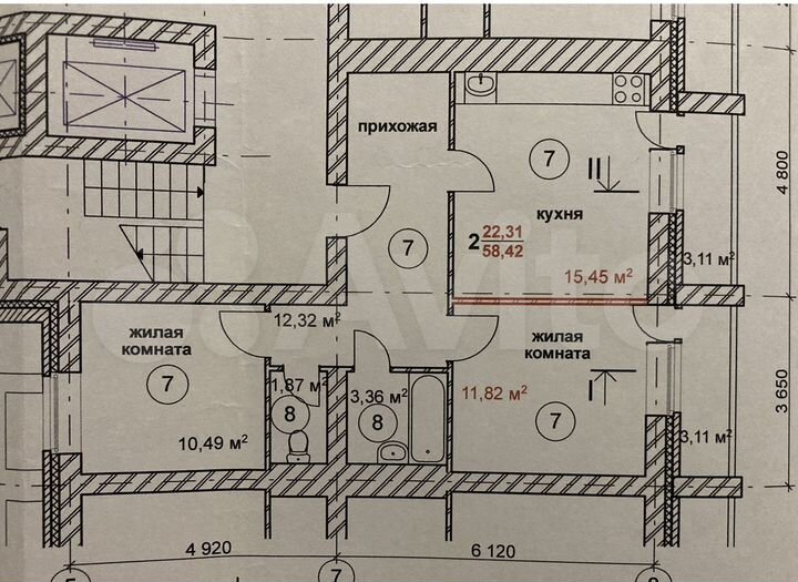 2-к. квартира, 60 м², 1/9 эт.