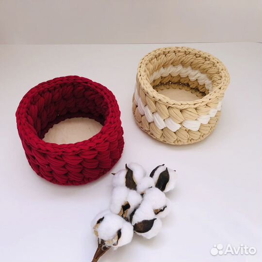 Вязаные корзинки