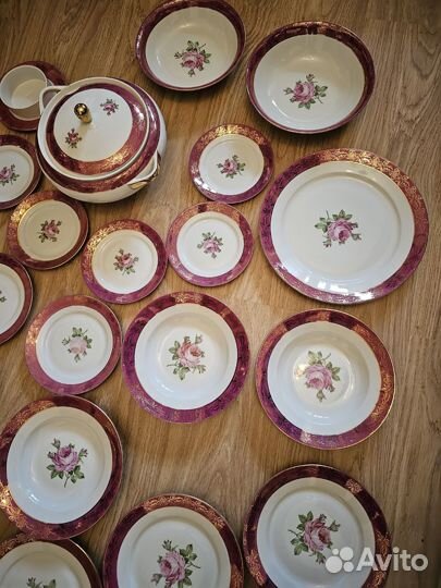 Столовый сервиз фарфор гдр розы fortuna eisenberg
