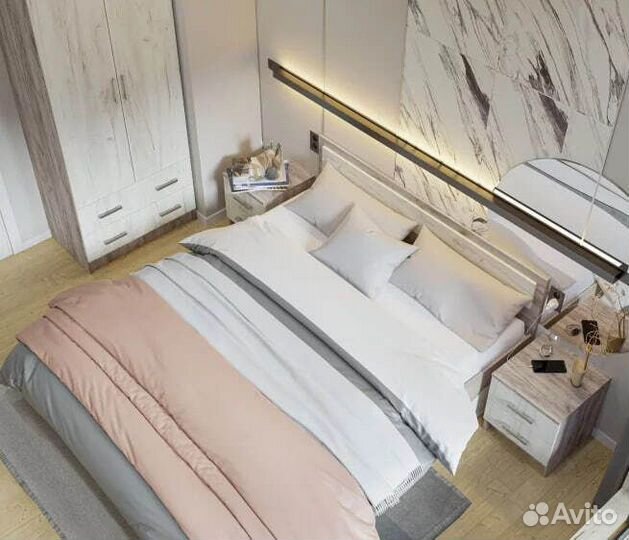 Кровать Гармония 1,6*2,0 м Дуб крафт белый