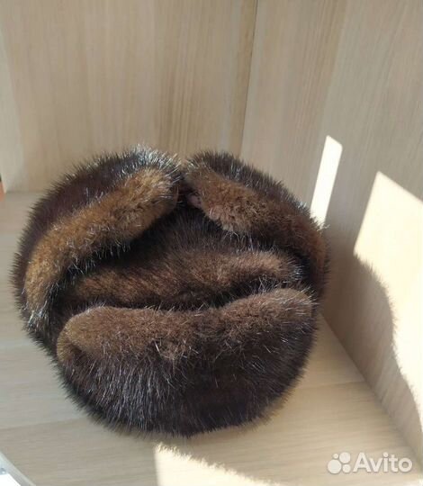 Норковая шапка-ушанка женская (54р)