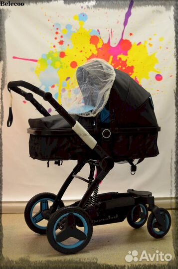 Новая коляска 3в1 BelecooX6 сине-черная