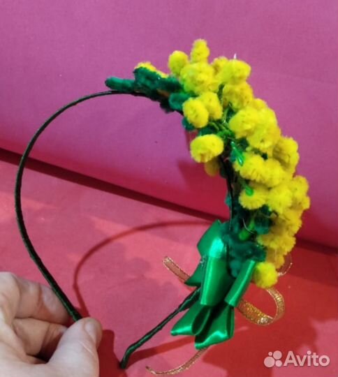 Ободок Мимоза. Оригинальное украшение на голову