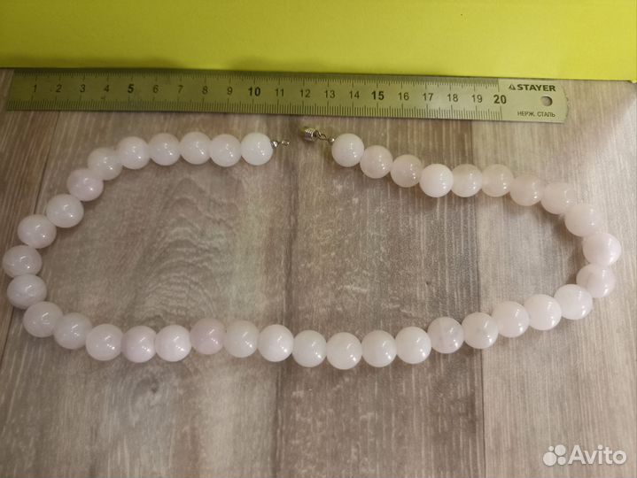 Бусы ожерелье колье розовый кварц СССР