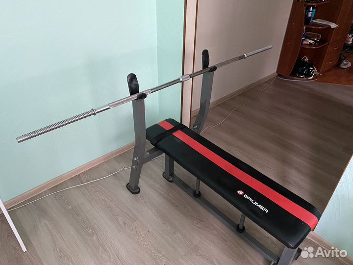 Стойка для штанги в комплекте (штанга, гантели )