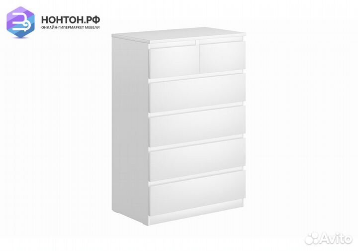 Комод высокий Мальта 6 ящиков белый