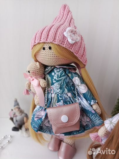 Интерьерная вязаная Кукла Новогодняя