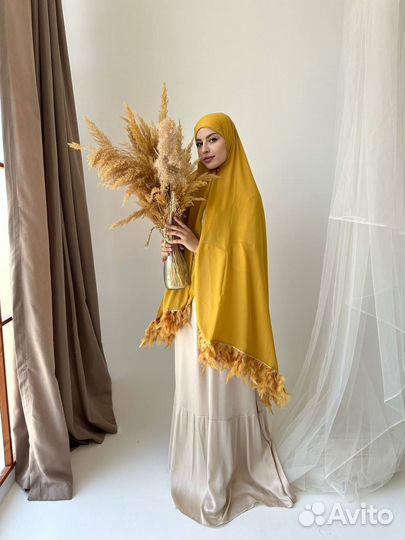 Нарядные шифон шарф с перьями