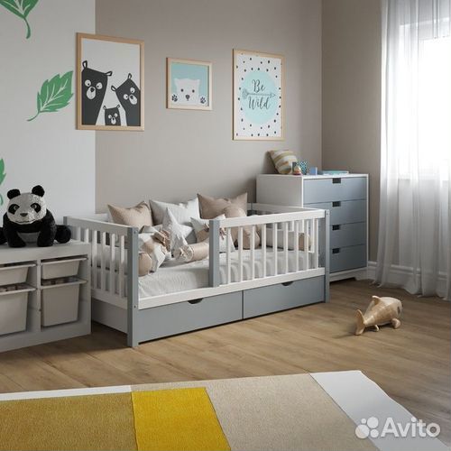 Кроватка с бортиком берёза детская сингл