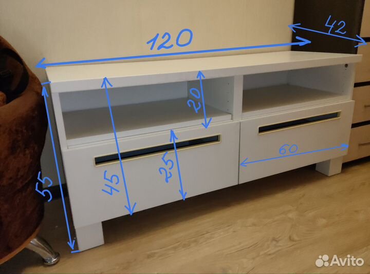 Тумба под телевизор белая Икеа с ящиками