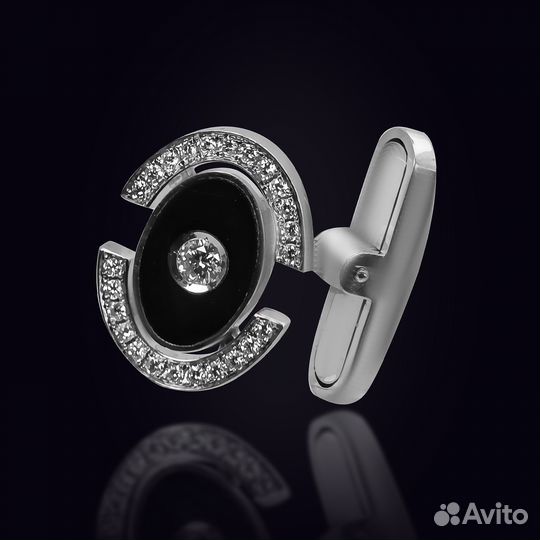 Золотые Запонки 585 пробы с бриллиантами. Рассрочк