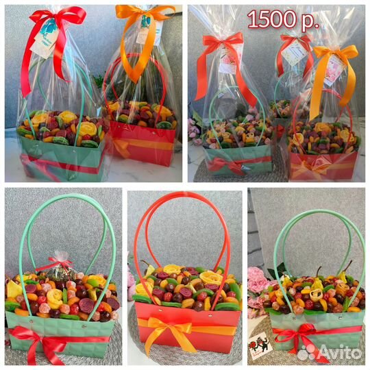 Букеты из сухофруктов и орехов на 8 марта